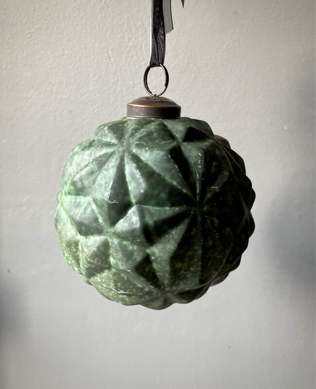 Large Geomay Green Glass Bauble