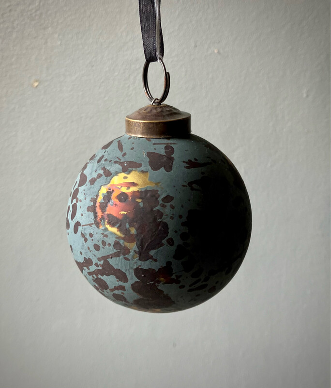 Blue and Gold Speckled Bauble