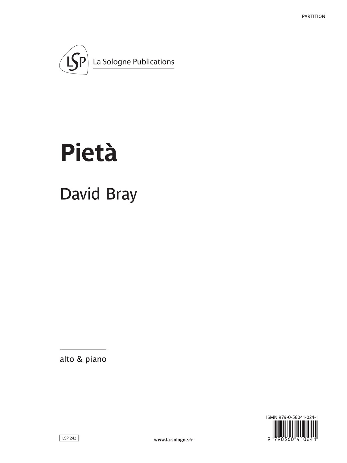 BRAY Pietà / pour alto & piano / for viola & piano