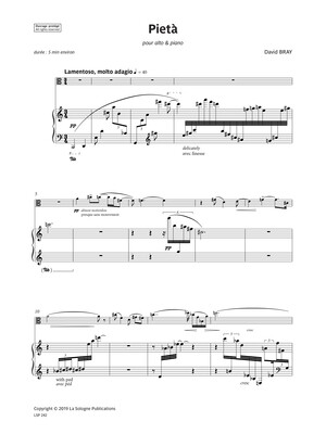 BRAY Pietà / pour alto &amp; piano / for viola &amp; piano