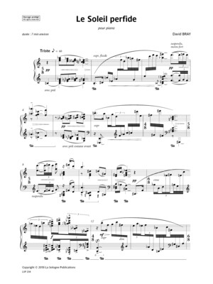 BRAY Le Soleil perfide / pour piano seul