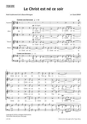 TRADITIONNEL Le Christ est né ce soir / arr Bray pour SATB