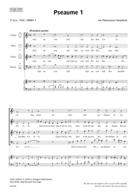 SWEELINCK Pseaume 1 / Qui au conseil des malins / SATB