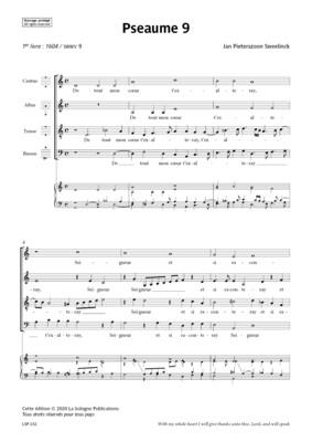 SWEELINCK Pseaume 9 / De tout mon coeur t'exalteray / SATB