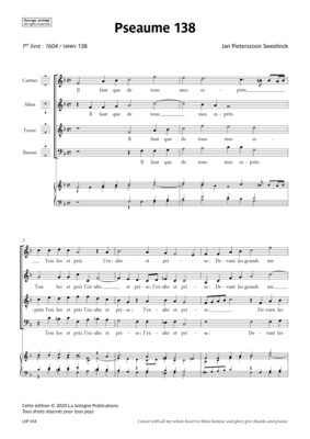 SWEELINCK Pseaume 138 / Il faut que de tous mes esprits / SATB