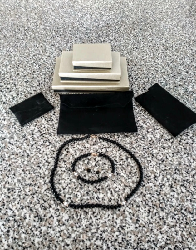 14k gold, Black Onyx, Pearl 3 piece Jewelry Boxed Set