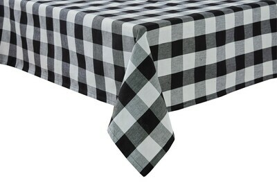 Wicklow Check Black &amp; Cream Tablecloth 54&quot; X 54&quot;