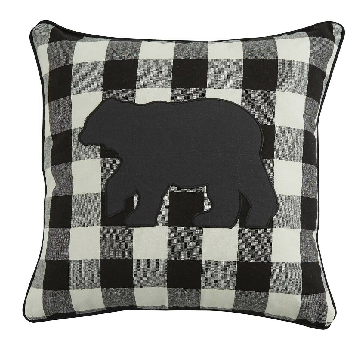 Wicklow Bear Applique Black & Cream 18" Pillow