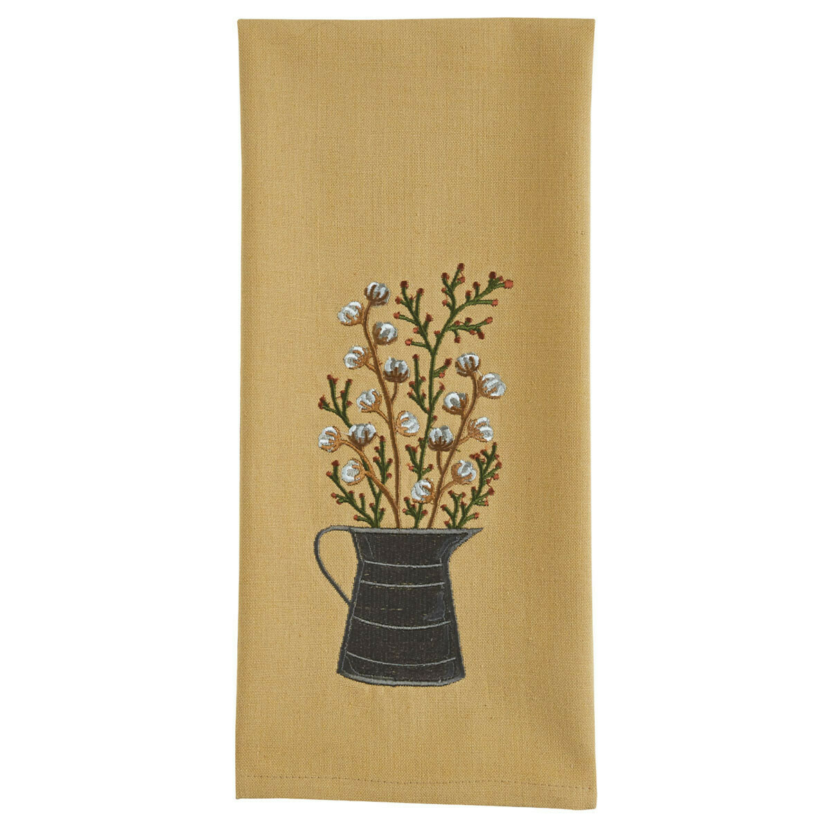 Cotton Blossoms Embroidered Dishtowel