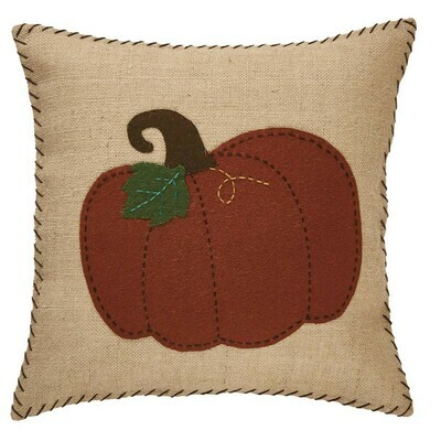 Pumpkin Burlap & Felt 20" Pillow