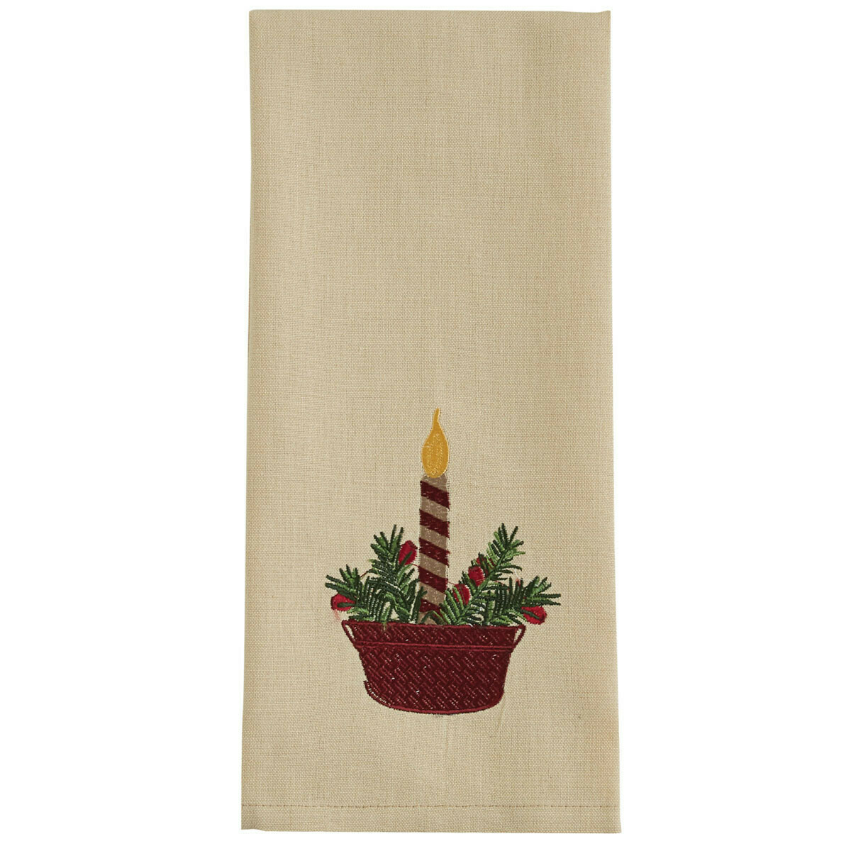 Candle Bucket Embroidered Dishtowel