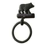 Cast Black Bear Towel Ring Hook