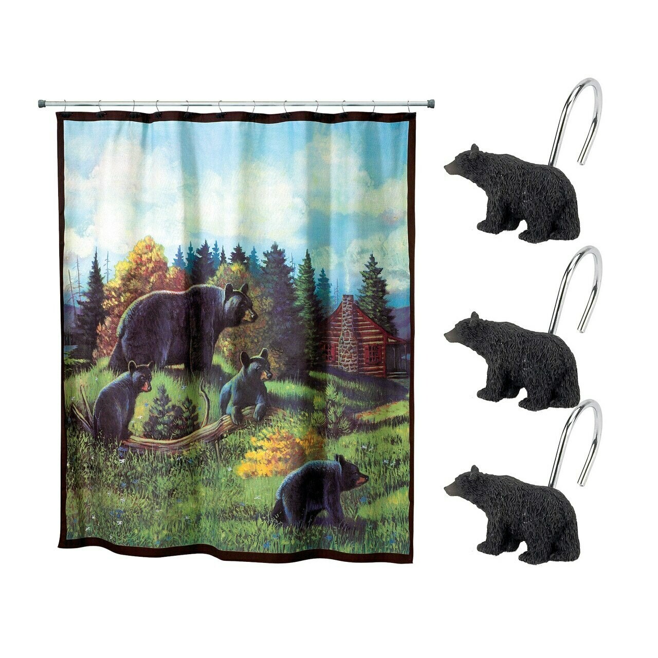 Black Bear Lodge Shower Curtain Hooks