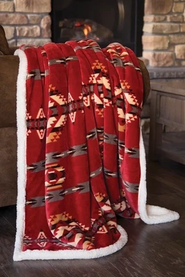 Red Southwest Sherpa Throw