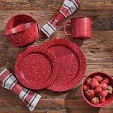 Granite Enamelware Red Plates