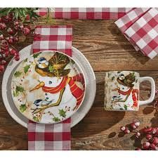 Snowman &amp; Chickadee Plate