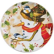 Snowman &amp; Chickadee Plate