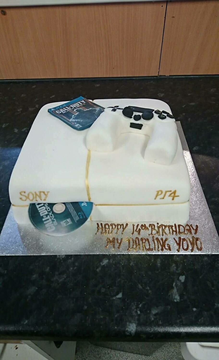 Play Station PS4 White  Royal Icing Cake