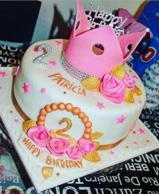 Pink Princess Crown Royal Icing Cake