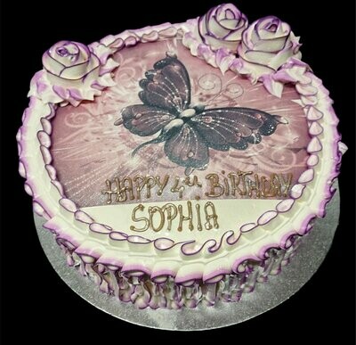 Fresh Cream Cake Decoration Purple With Edible Photo