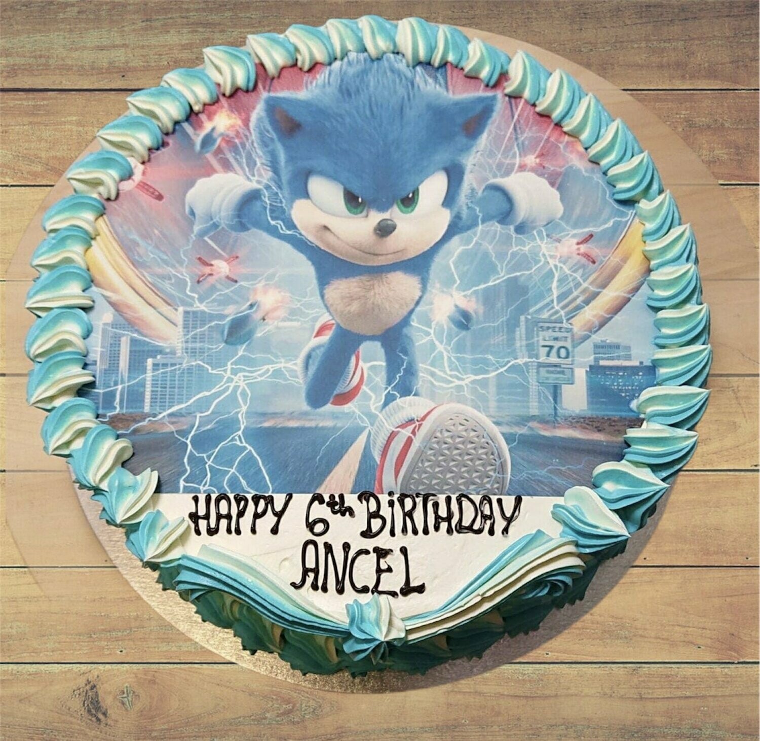 Fresh Cream Sonic Blue  with Edible Photo