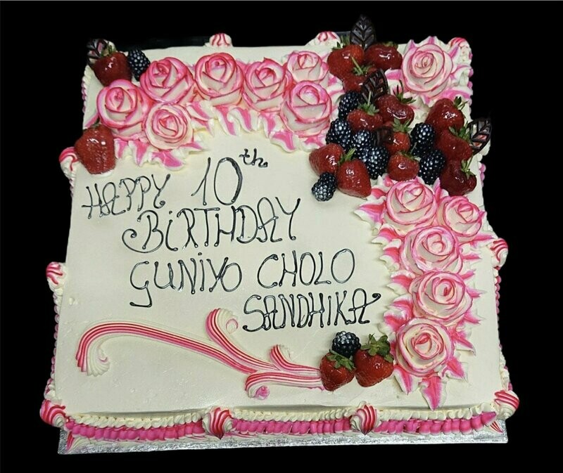 Fresh Cream Cake  Square Pink Design