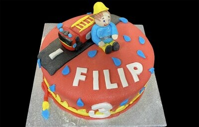 Fire Truck Royal Icing Cake