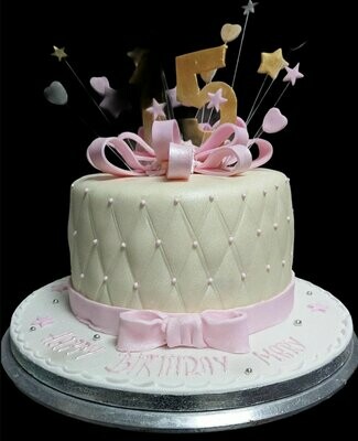 Elegant Royal Icing Cake Pink and White stars and hearts