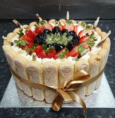 Sponge Fingers Cake with Fruit .