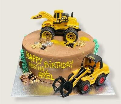 Construction Cars Cake KAT Fresh Cream Cake (toy Not Including)