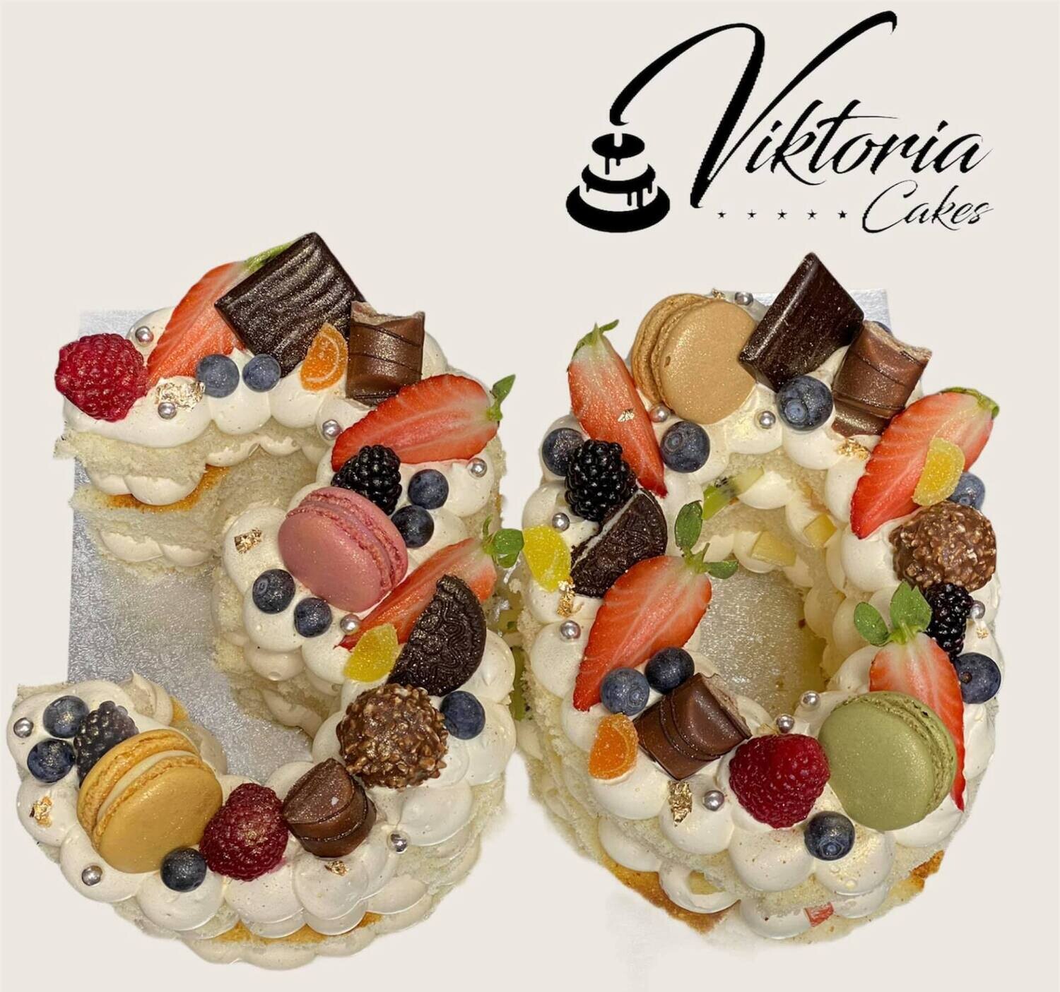 Numbers 10-99 Shape Cake  Fresh Cream Fresh Sponge