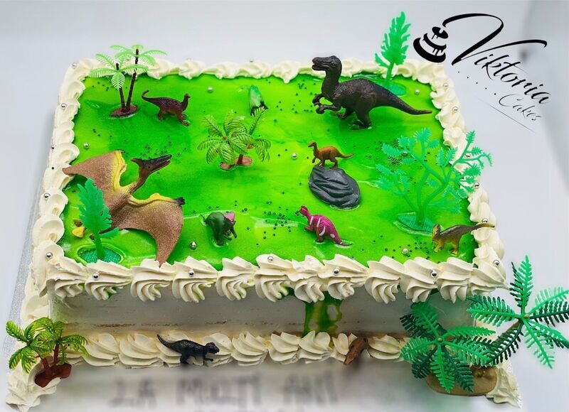 Dinosaurs Theme    Square Fresh Cream Cake EggFree Cake