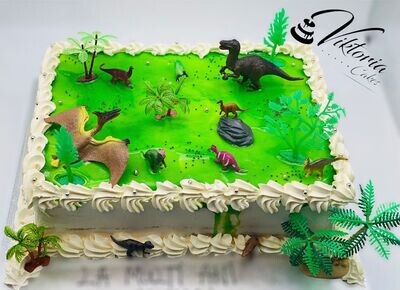 Dinosaurs Theme Square Fresh Cream Cake EggFree Cake