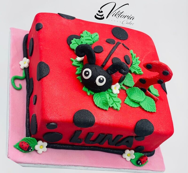 Ladybird Eggless Fondant   Cake  Royal Icing Cake