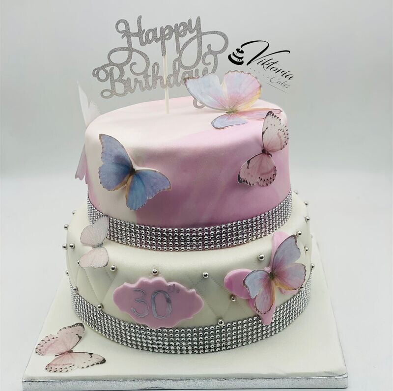 Purple and pink Butterfly  cake  Royal Icing Cake