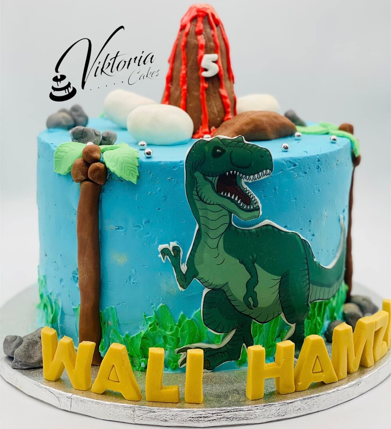 Dinosaur volcano   Tall Cake   Fresh Cream  base