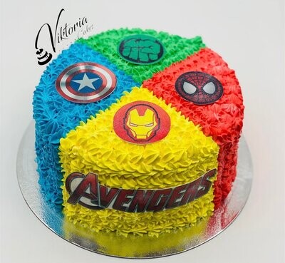 Avengers   Team Logo    Edible Picture  Fresh Cream Cake