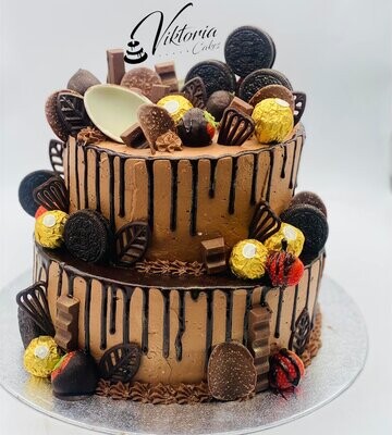 Milk Chocolate Drip  Cake 2 Tier  Extreme Chocolate Lover