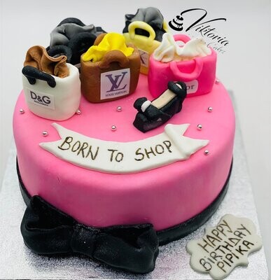 Born to Shop icing cake pink eggless