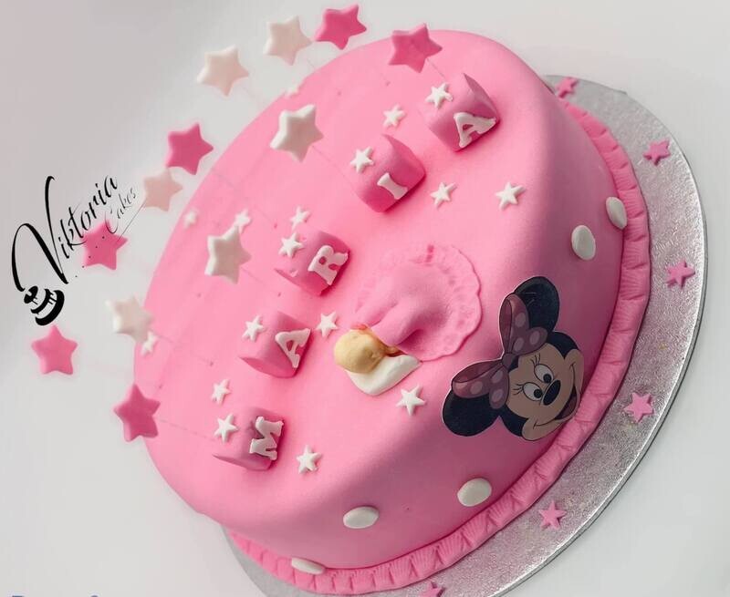 Minnie Mouse Pink,red,white  Royal Icing Cake
