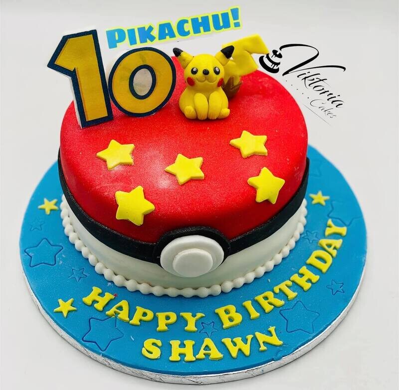 Pikachu & Pokeball Cake Egg free sponge   Royal Icing