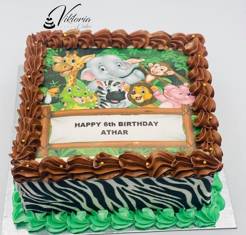 Safari Theme  Cake Egg free sponge   Fresh Cream