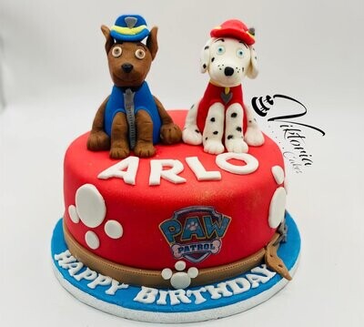 Paw Patrol Cake Theme Marshall and Chase eggless