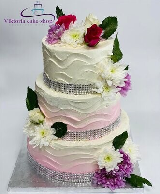 Classic Wedding Cake Fresh Flowers