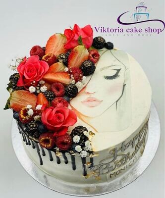 Floral Women Face    Cake Egg free sponge