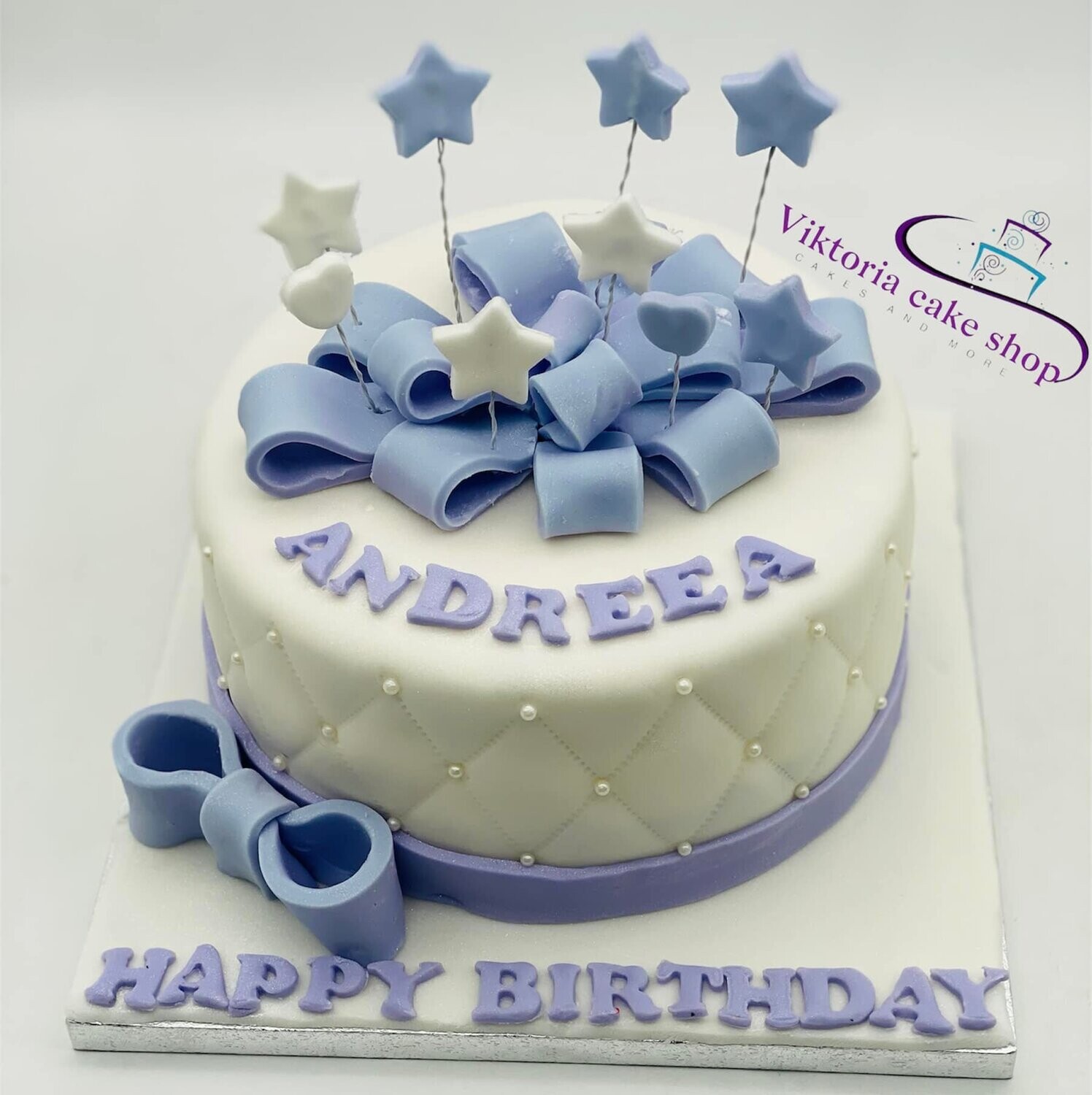 Stars   Royal Icing Cake Purple  and White