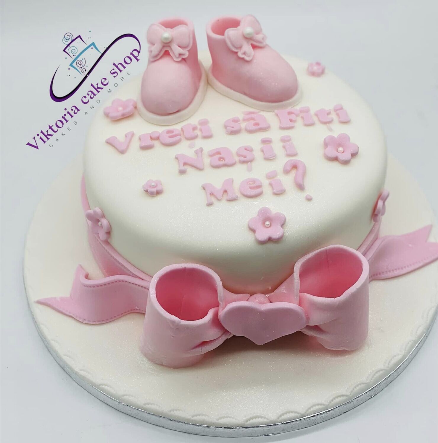 godparents  Pink  Cake Christening Cake   Royal Icing