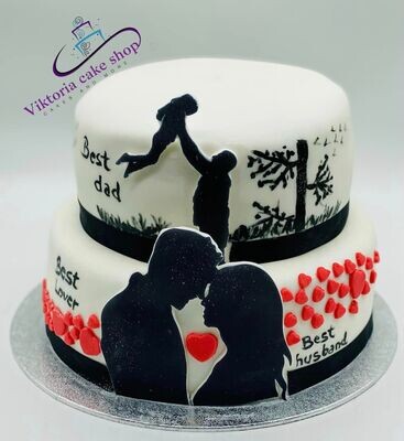Love ,Family , Care cake egg less Fondant