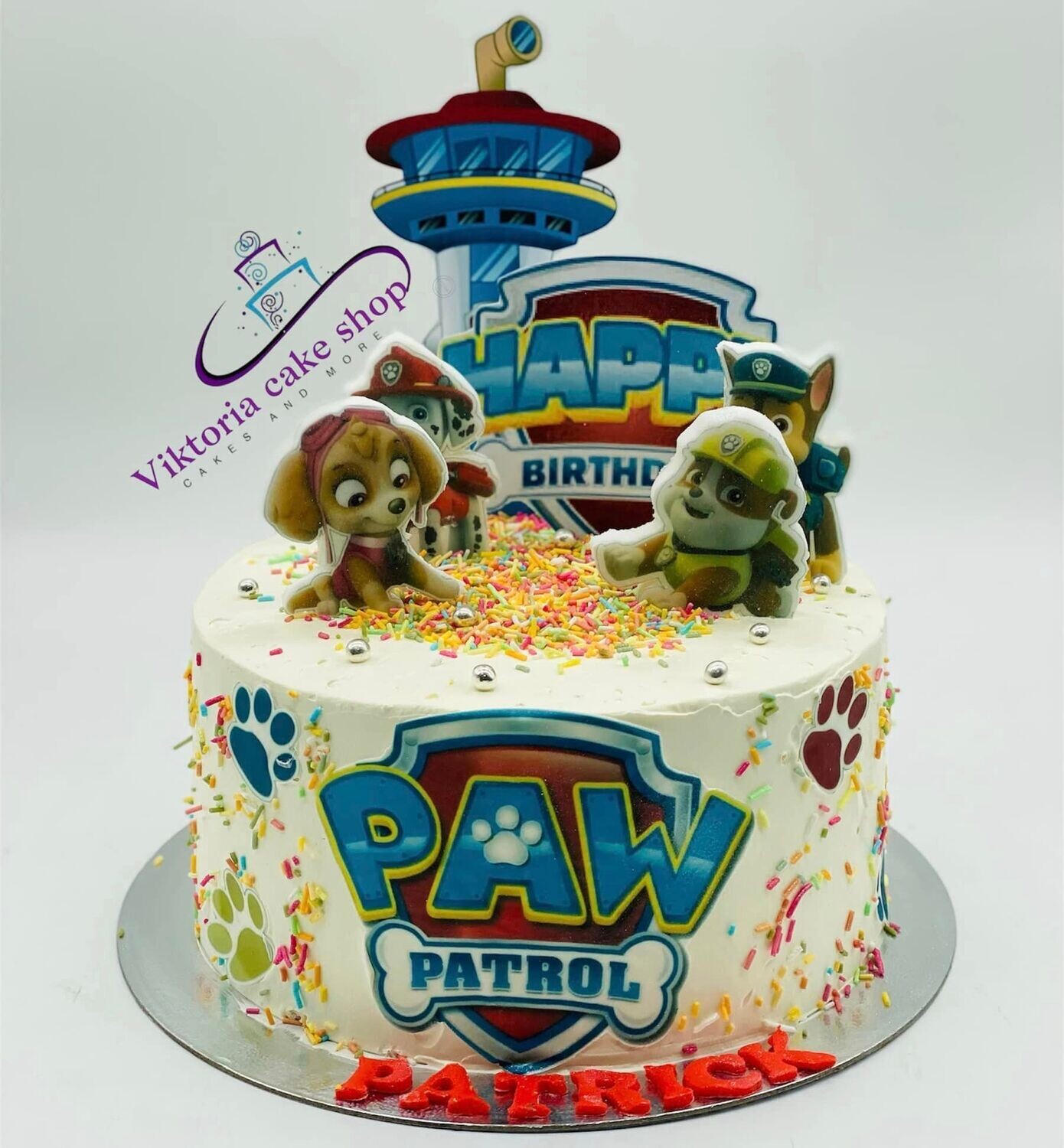 Paw Patrol topper  eggfree Fresh Cream Cake