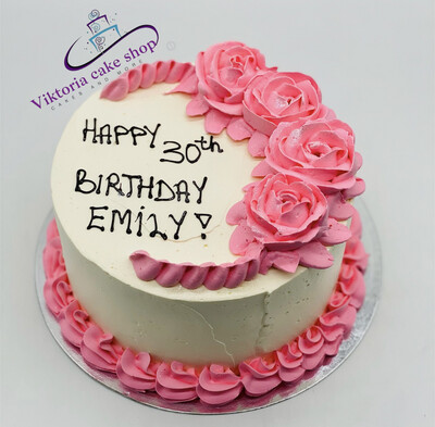 Vanilla Cake Pink Decoration